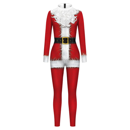 Santa Clown Scary Headgear Leotard Costume Disguise Blood Jumpsuits for Adult Bodysuit - Suits B no mask / S