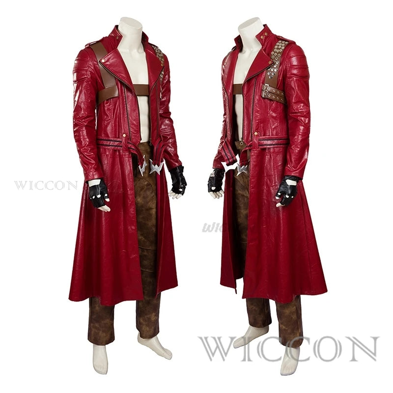 Costumes Dante Men's Game Uniforms Wig Red Poncho Jacket Set Halloween Costumes Costume - CW / S