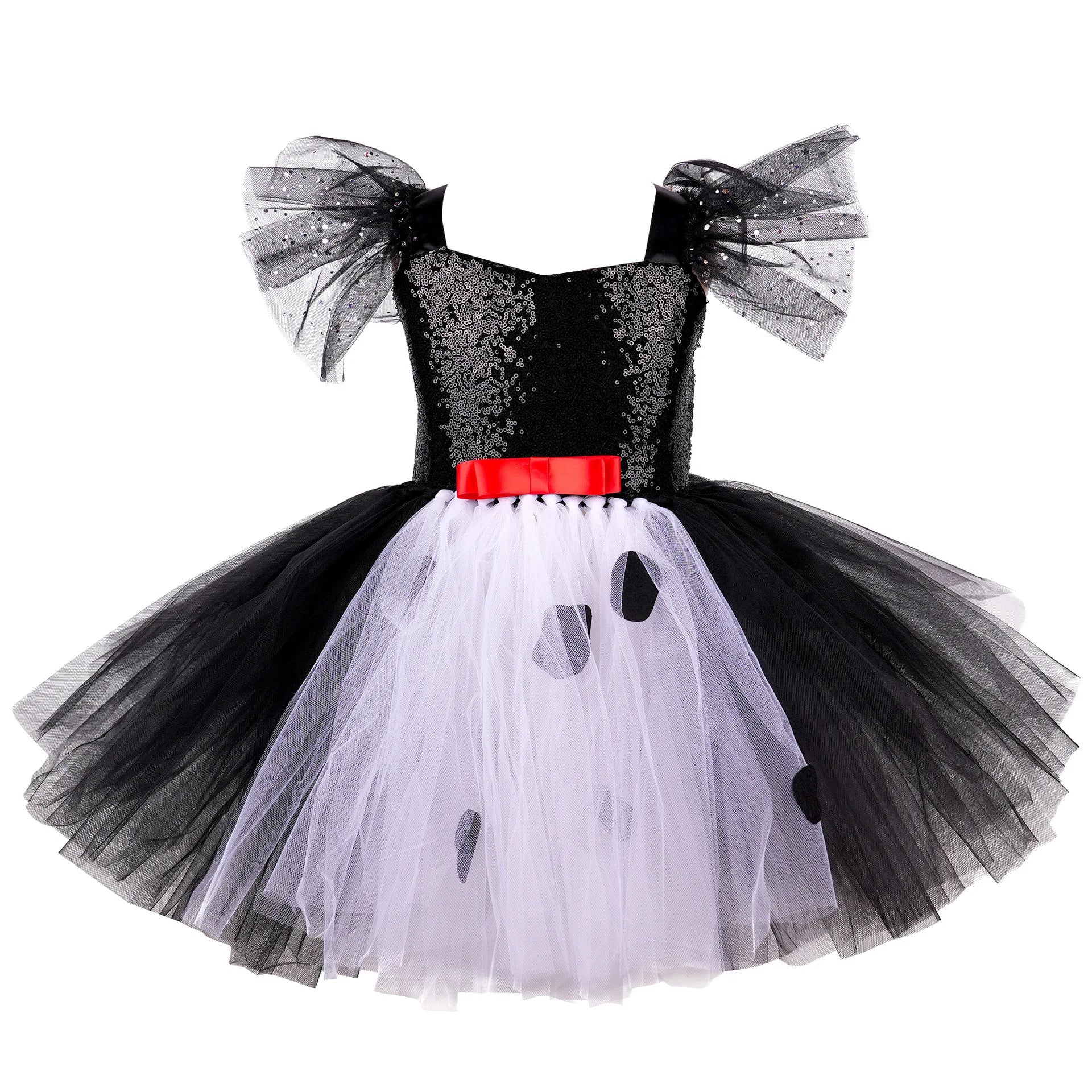 Girls Black & White Tutu Halloween Costume with Wig