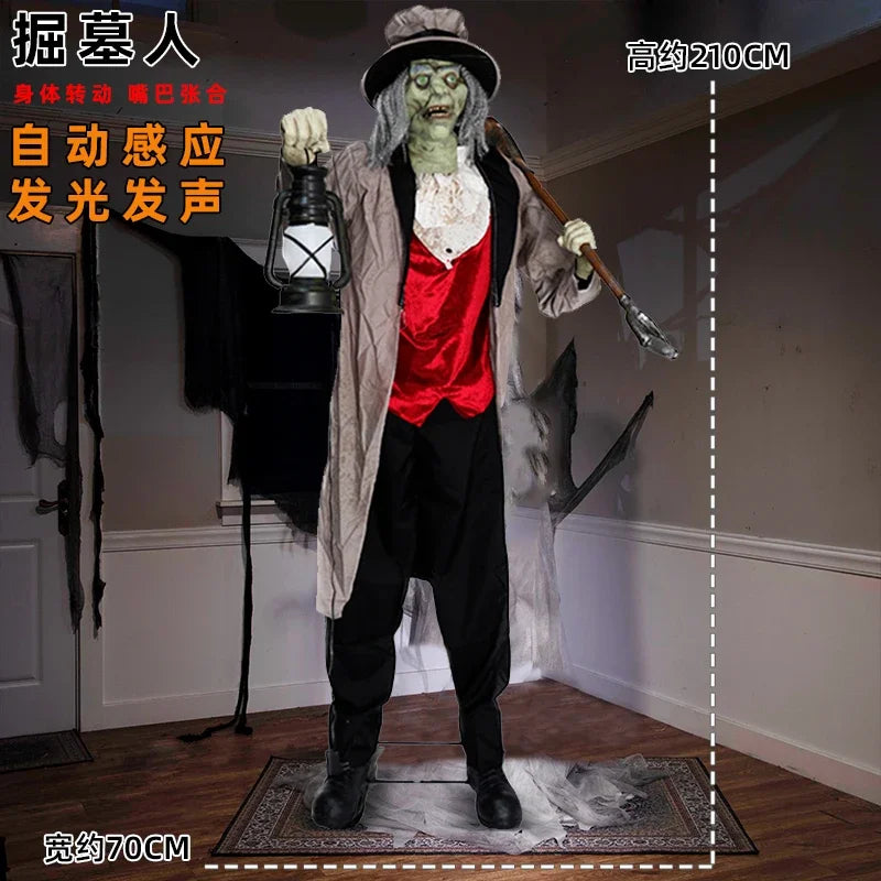 Decoration Large Electric Skull Sensing Sound Ghost Witch Pumpkin Man