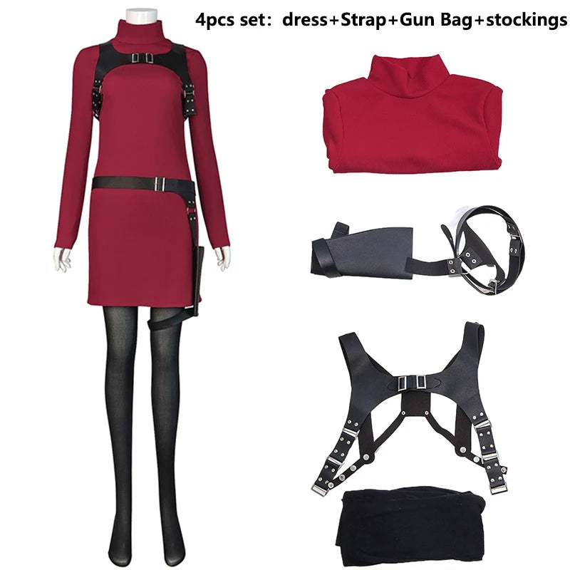 Female Ada Costume Wong Costume Dress Belt Cosplay Outfits Halloween Disguise Suit for - Package 1 / XXXL