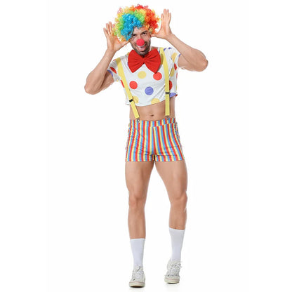 Clown Costume Magic Trick Prop Headwear Top Rompers Bowknot Red Rose 5pcs Set Comic Jester - View 5