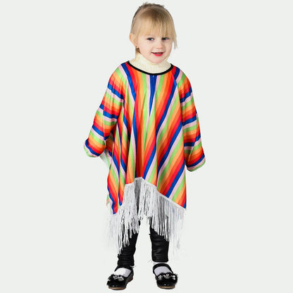 Kids Holiday Party Mexican Costume Cloak Ethnic Style Clothes Boys Girl Colorful Striped Cape Cosplay - product image 5