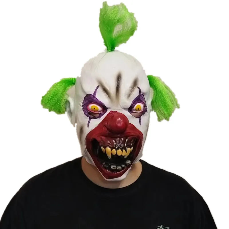 Zawaland Halloween Scary Clown Mask Green Hair Sharp Teeth Horror Costume Prop Costume - View 7