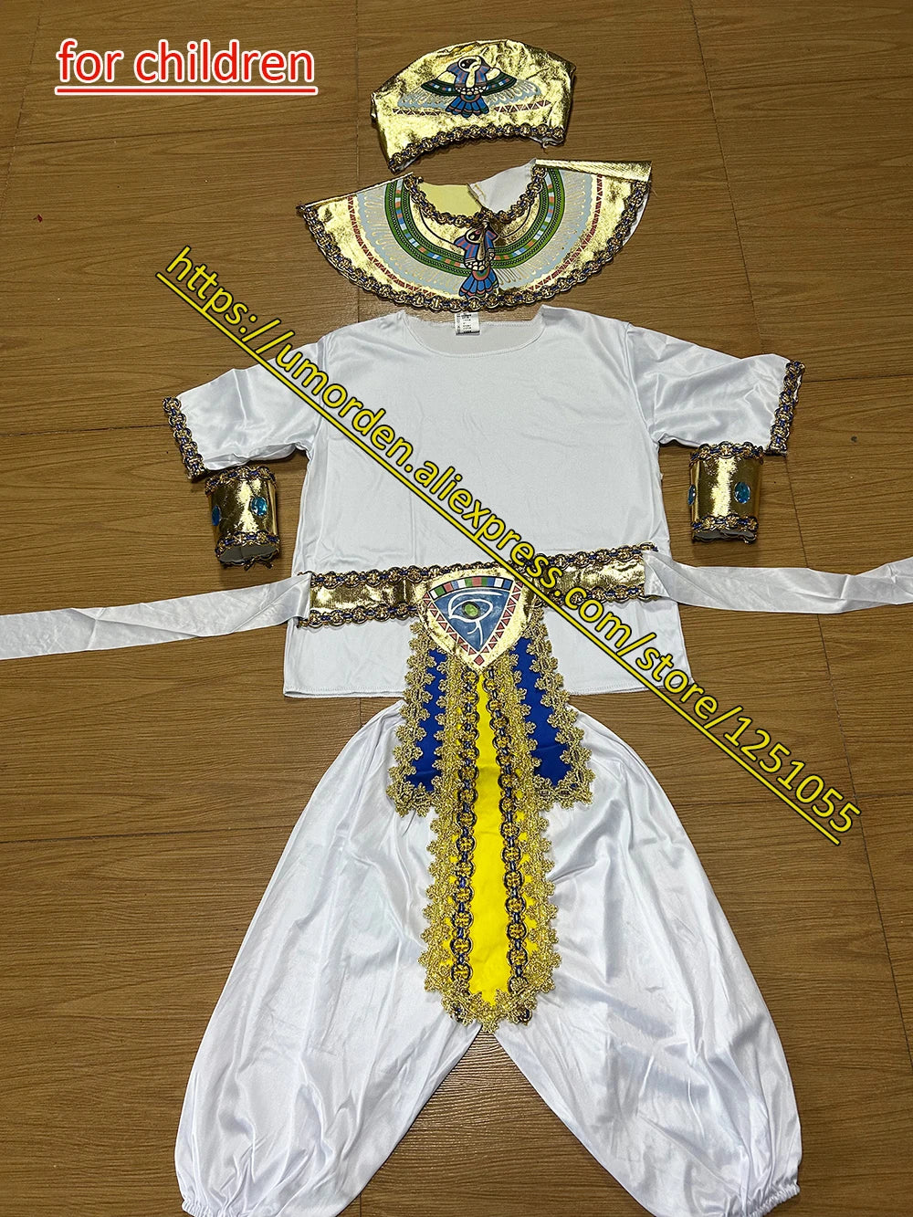 Umorden Adult Kids Egypt Nile Pharaoh Cleopatra Costume for Women Men Boys Girls Family Halloween New Year - product image 5