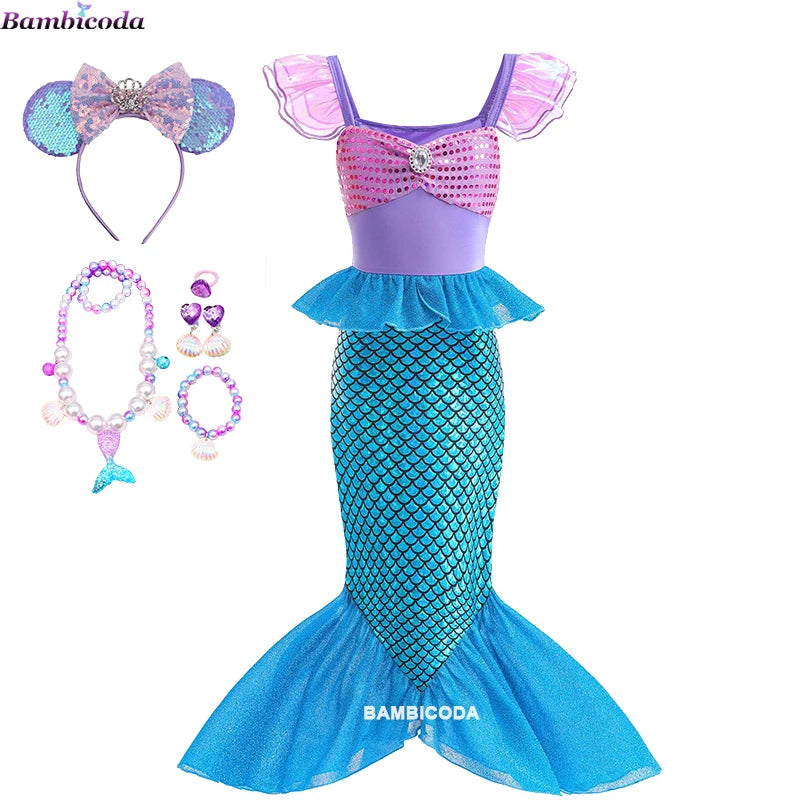 Ariel-Inspired Mermaid Princess Costume for Girls | Dress-Up Gown