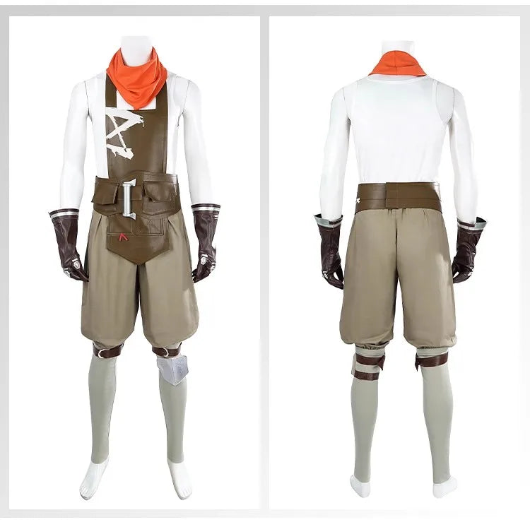 Anime Ekko Costume Game LOL Arcane Costume White Wig Mask Men Suit Shoes Coat Holloween - Costume / 37