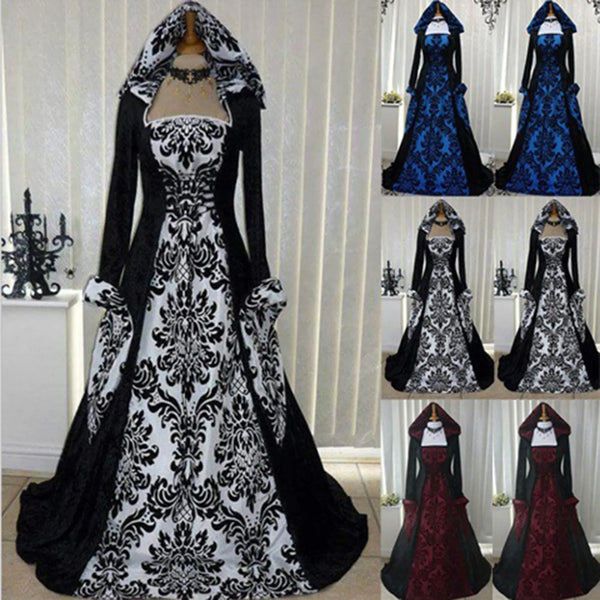Costume Wicca Witch Medieval Dress Women Adult Plus Size Scary Costume Gothic Wizard