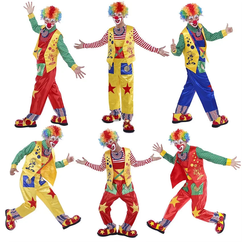 Adult Happy Clown Suit Costume Joker Magician Costume for Adults - 6 / XXL
