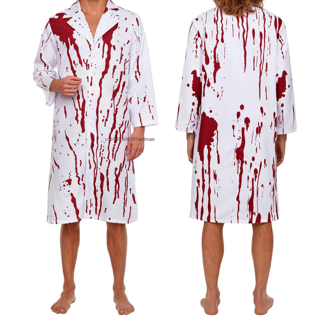 Halloween Bloody Doctor Lab Coat Horror Zombie Doctor Costume Long - view 2