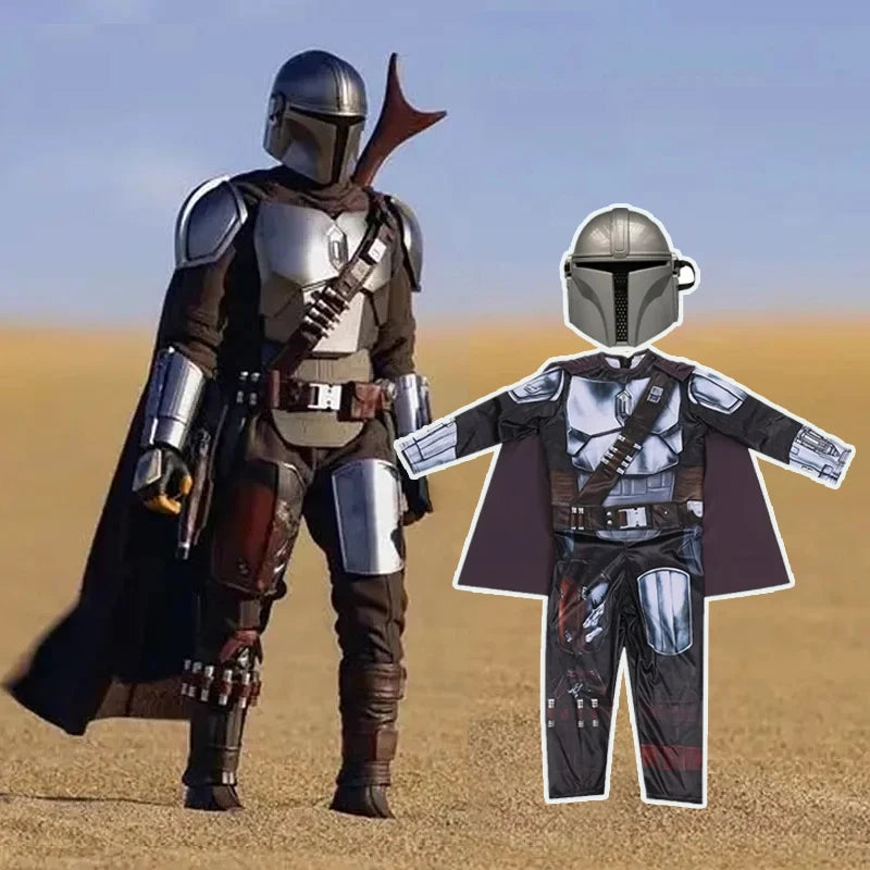 Kids Classic Mandalorian Costume Set Star Wars Warrior Armor Jumpsuit with Helmet & Cape - Clothing and Mask / S