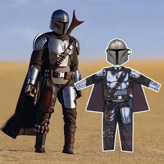 Kids Classic Mandalorian Costume Set Star Wars Warrior Armor Jumpsuit with Helmet & Cape - Clothing and Mask / S