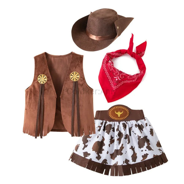 Purim Halloween Costumes for Baby Toddler Kids Child Girls Cowgirl Cowboy Costume - set 2 / 140