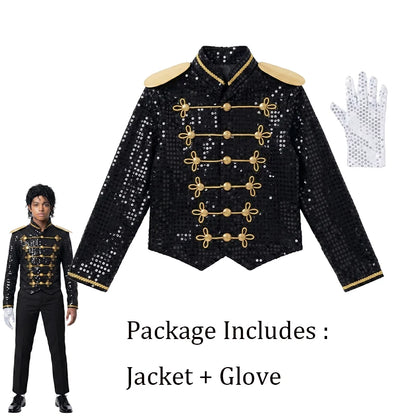 Child Michael Military Jacket Halloween Dress Up Smooth Criminal Cosplay Boy Michael Jackson Beat It Billie Jean Costume