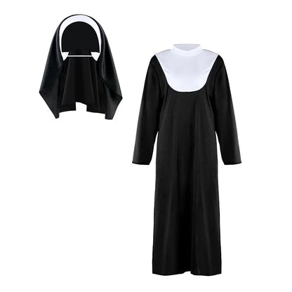 Halloween Costume Women's Nun Costume Traditional Adult Sister Black Robe Religious - View 6