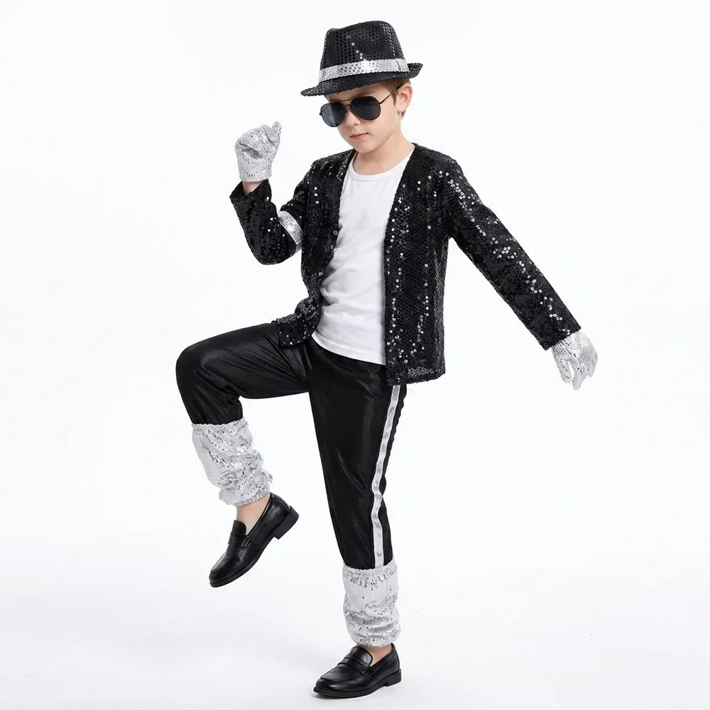 Halloween Coplay Outfit for Show Performance Michael Jackson Celebrity Birthday Billie - WHITE / 140