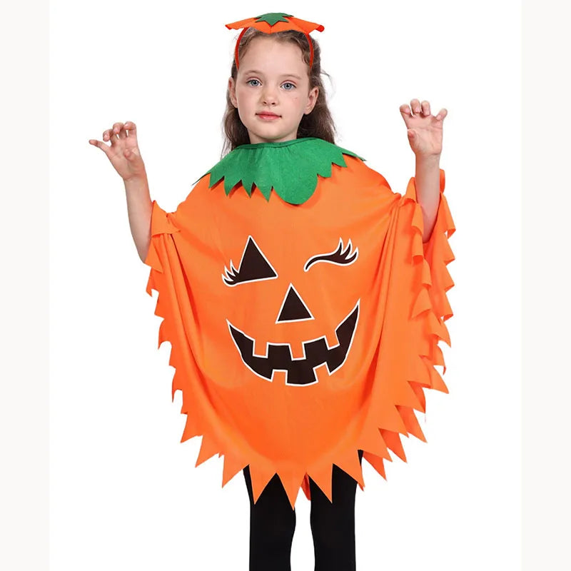 Glow-in-the-Dark Pumpkin Costume – Adult & Kids Halloween Cloak