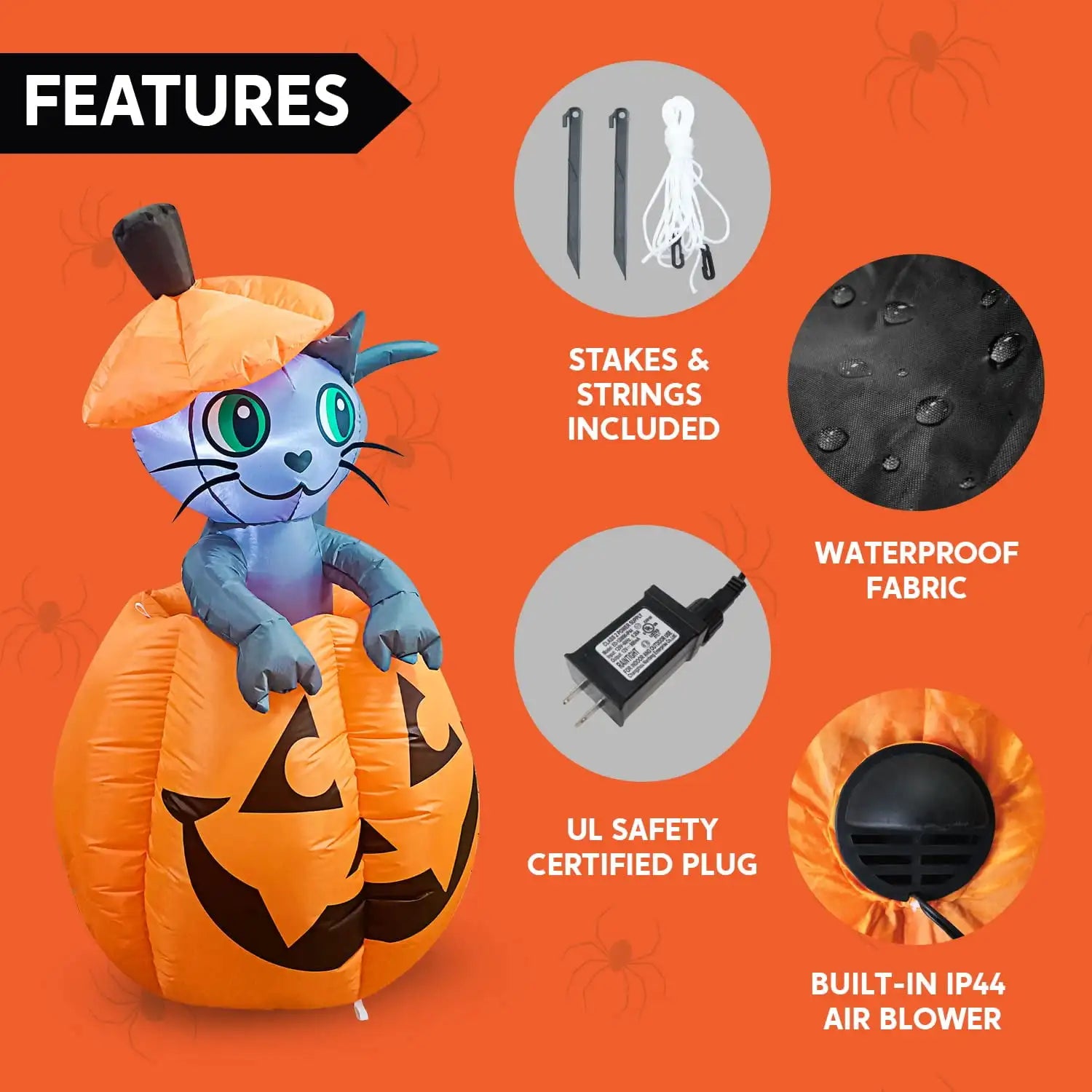 5 Ft Pumpkin Halloween Inflatable - product image 4