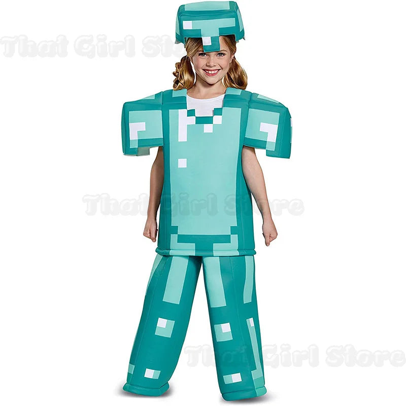 Minecraft Steve Kids' Diamond Armor 3-Piece Halloween Costume Set