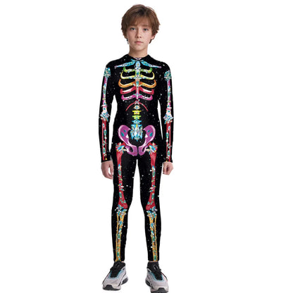 Halloween Skeleton Jumpsuit Bloody Clown Cospaly Costume Robot Day of the Dead Bloody - boy-1003 / S