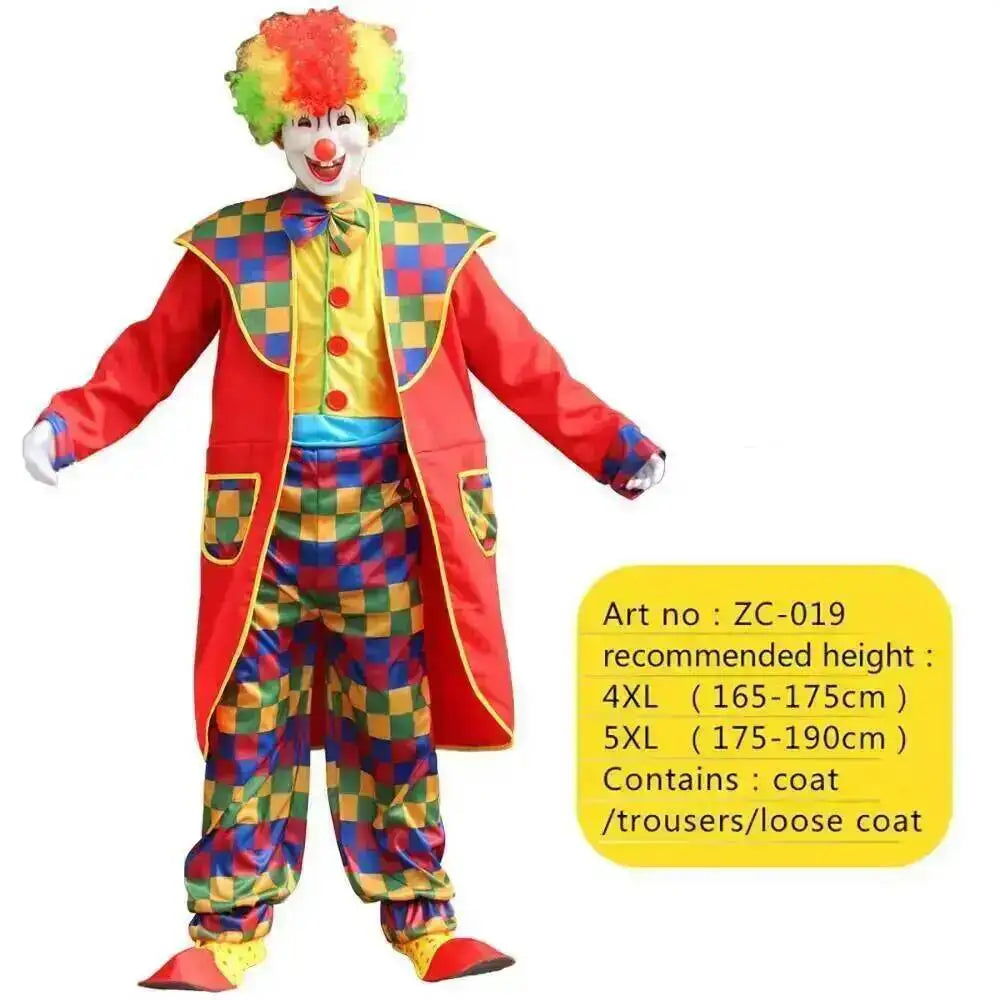 Adults Clown Costumes Joker Bodysuit for Men Magician Performance Fancy Halloween Outfits - Zc-002 / 4xl height165-175cm