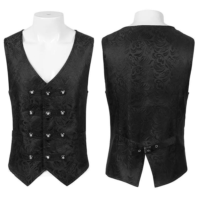 Men's Gothic Costume Set Black Medieval Gentleman Tailcoat Shirt Steampunk Halloween - beige shirt / S