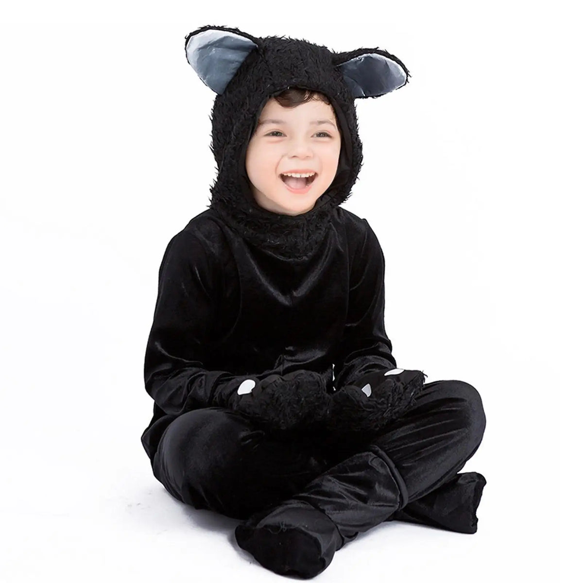 Kids Black Cat Costume – Jumpsuit, Gloves & Foot Covers