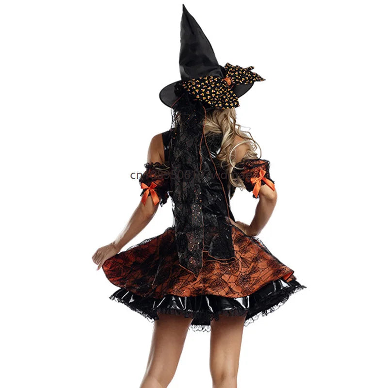 Women's Gothic Vampire Halloween Costume Black Red Lace Mini Dress Adult Female Masquerade Carnival Witch - product image 2