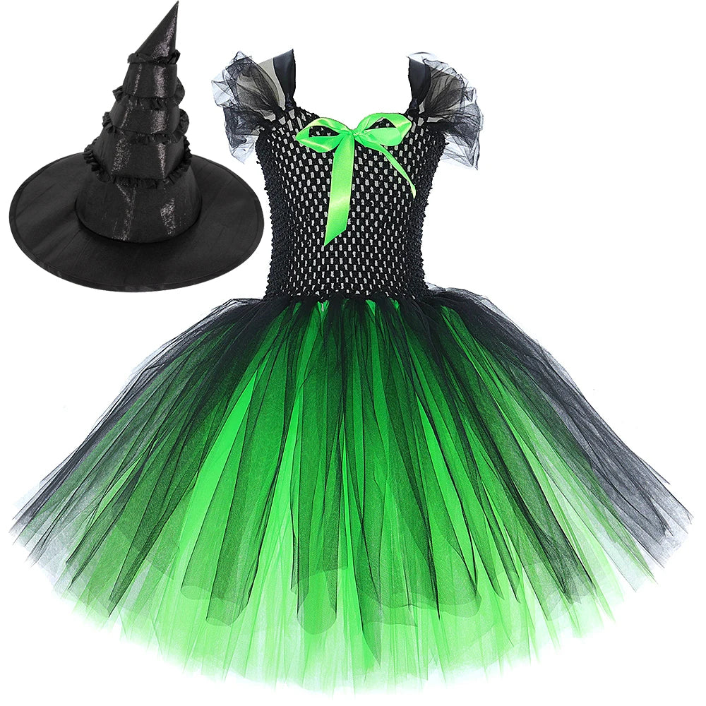 Green Black Witch Green Witch Queen Costumes for Girls Halloween Fancy - product image 8