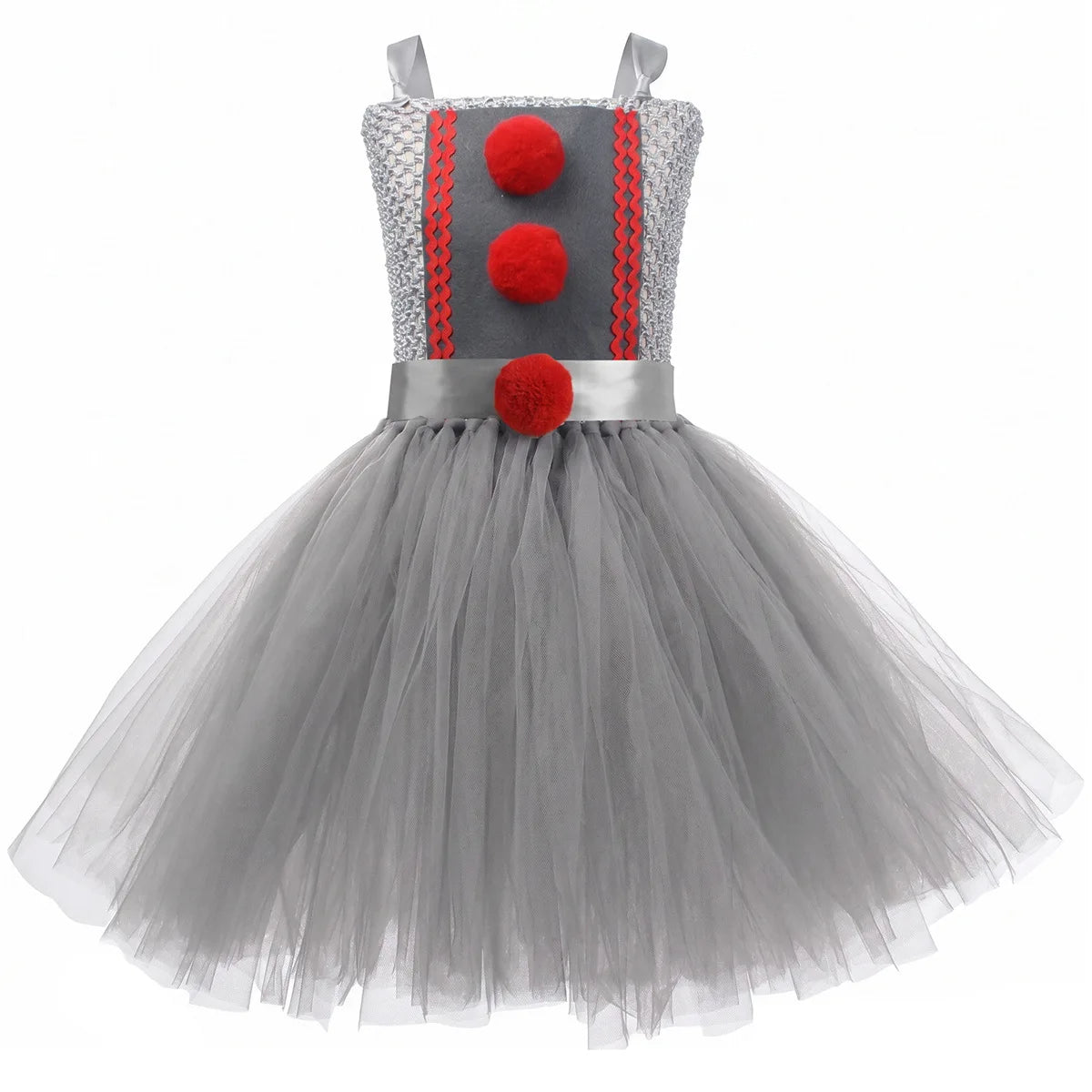 Weird Joker Grey Tutu Dress+Gloves+Hairpin+Bracelet Girls Costume Weirdo Creature Clown - Clown 05 / 4-5T(M)
