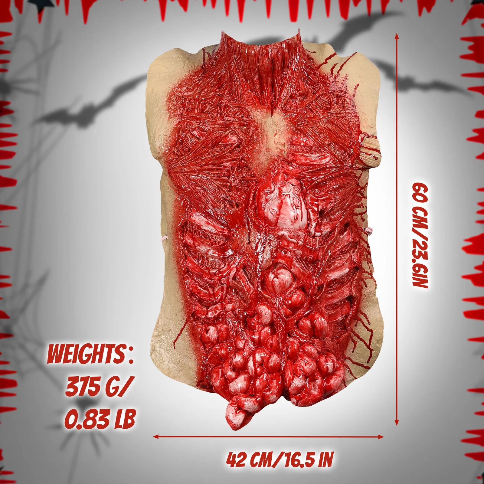 Bloody Intestine Torso Chest Scary Fake Body Parts Creepy Zombie Costumes Horror Halloween - View 5