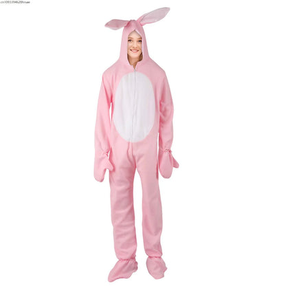 Halloween Cos Animal Jumpsuit Cute Pink Bunny Cosplay Costumes Men Women Kids Role Play Clothes Fancy Dress Sleepwear Bodysuit