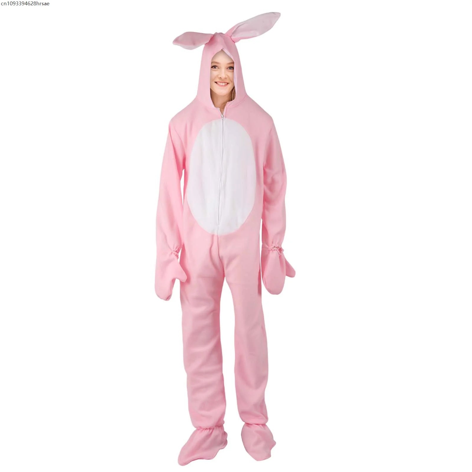 Halloween Cos Animal Jumpsuit Cute Pink Bunny Cosplay Costumes Men Women Kids Role Play Clothes Fancy Dress Sleepwear Bodysuit