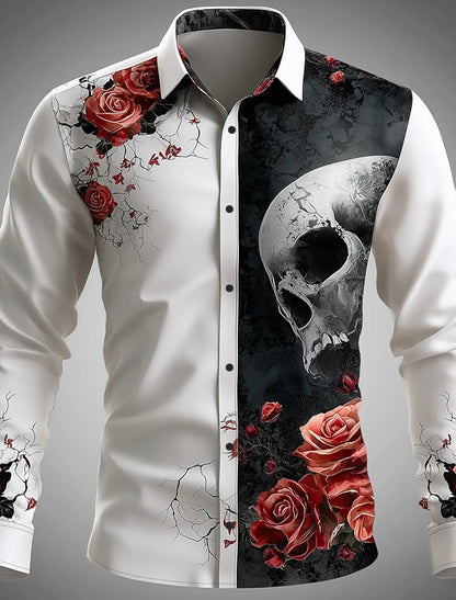Men's Skeleton Skulls Shirt Button Long Sleeve Costume - alternate view 19