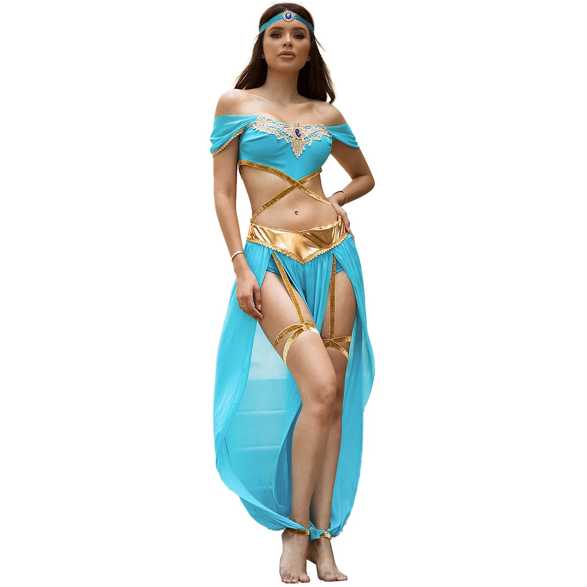 Halloween Fashion Sexy Sky Blue Magic Princess Dress Holiday Party Nightclub Stage Performance Costume New