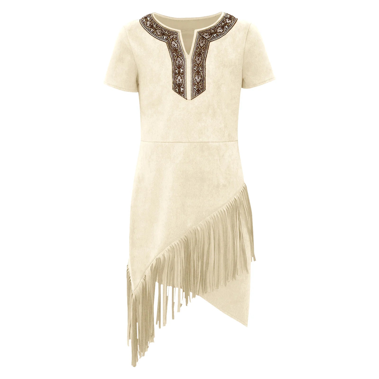 Halloween Indian Princess Costumes Big Girls Pocahontas Huntress Costume Purim Mardi Gras - Beige / 14