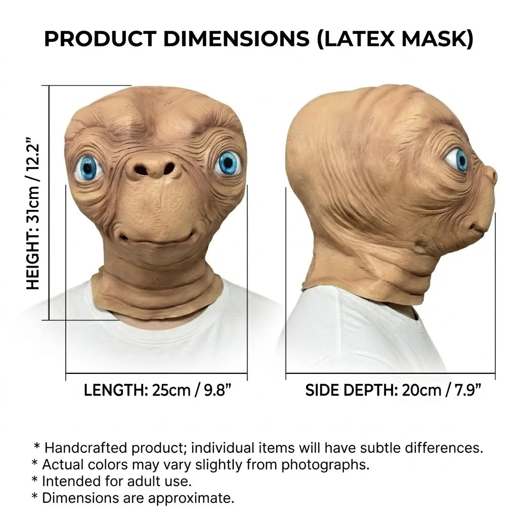 ET Alien Latex Mask Halloween Carnival Party Movie E.T. the Extra-Terrestrial RealisticCosplay