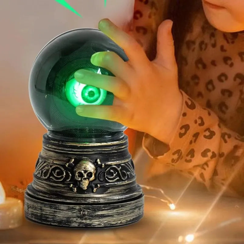 Crystal Ball with Blinking Green Evil Eye LED Gothic Decor Battery Operated - product image 3