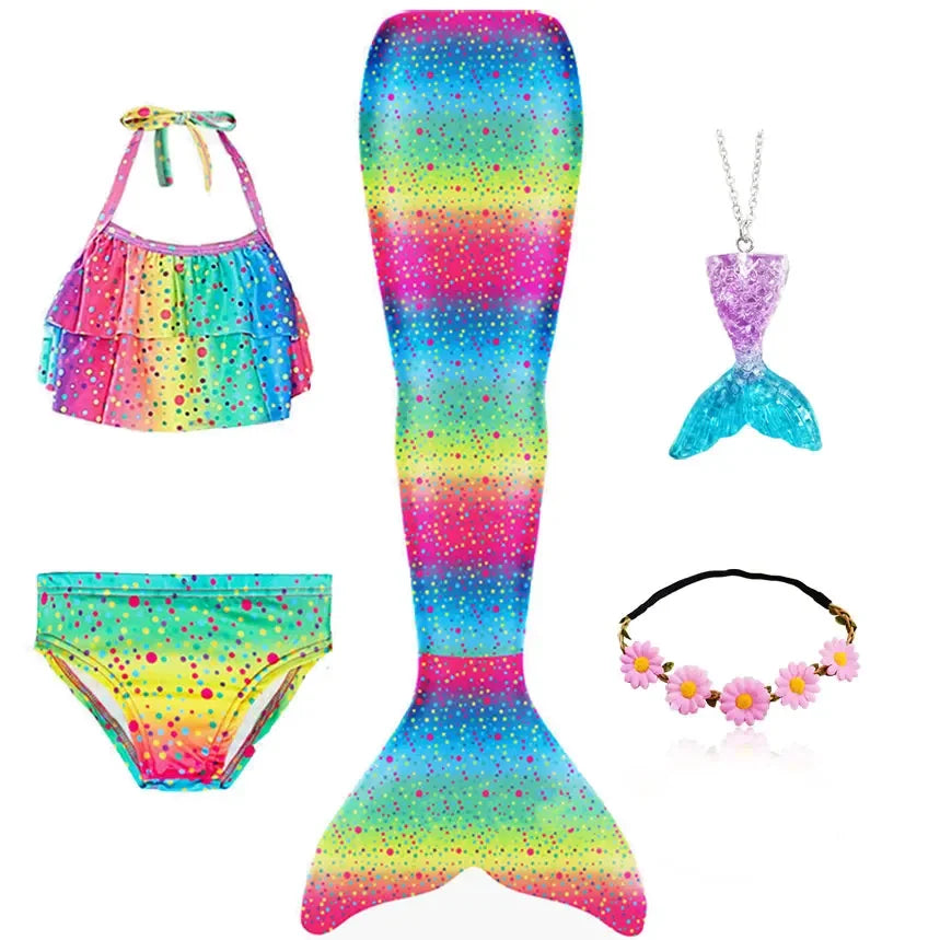 Mermaid Princess-Inspired Tail Memaid Swimsuit Bikini Bathing Suit Costume Girls Can