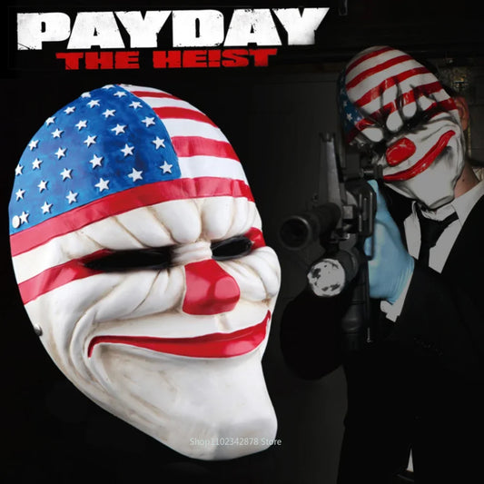 Scary Clown Mask Payday 2 US Flag Clown Masks Mask Horrible Pay Day Mask Halloween Prop - green