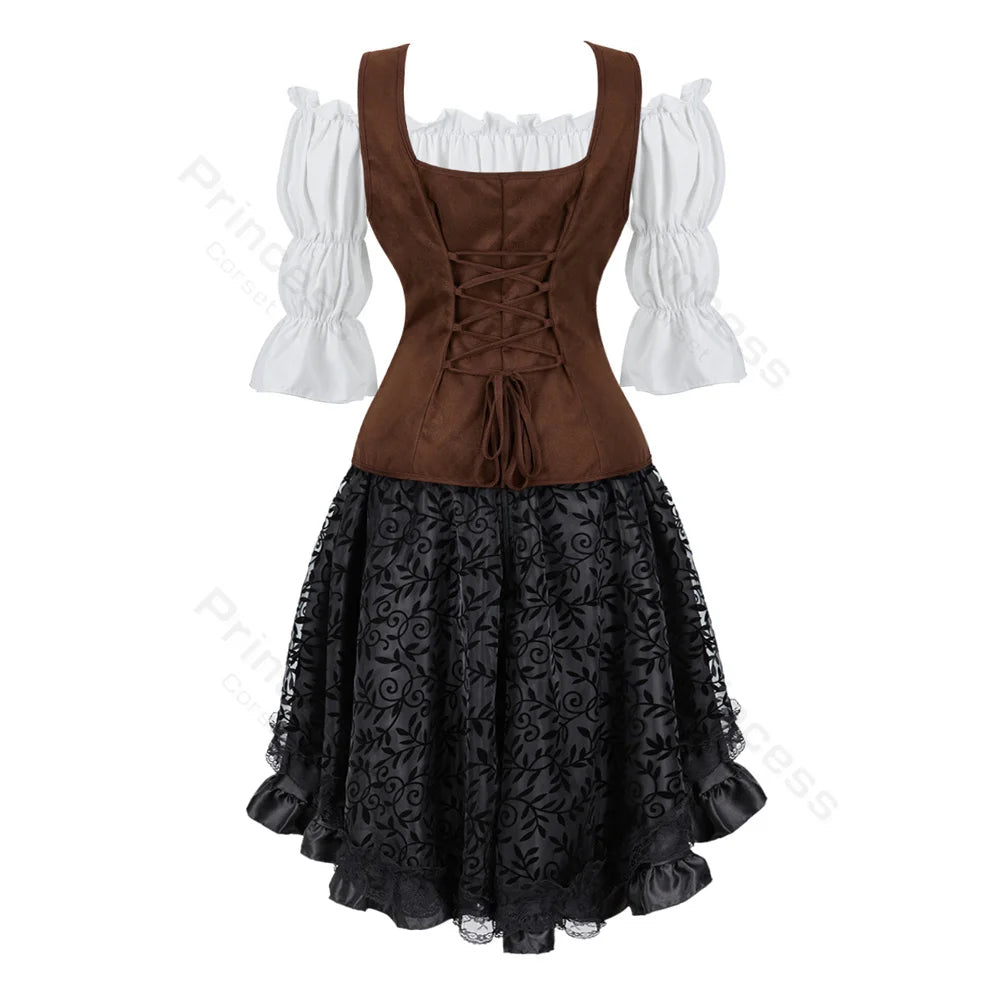 Pirate Dress Costume Halloween Cosplay Outfit Medieval Renaissance Dress Shoulder Off Women Costume XS-XXXL - product image 3