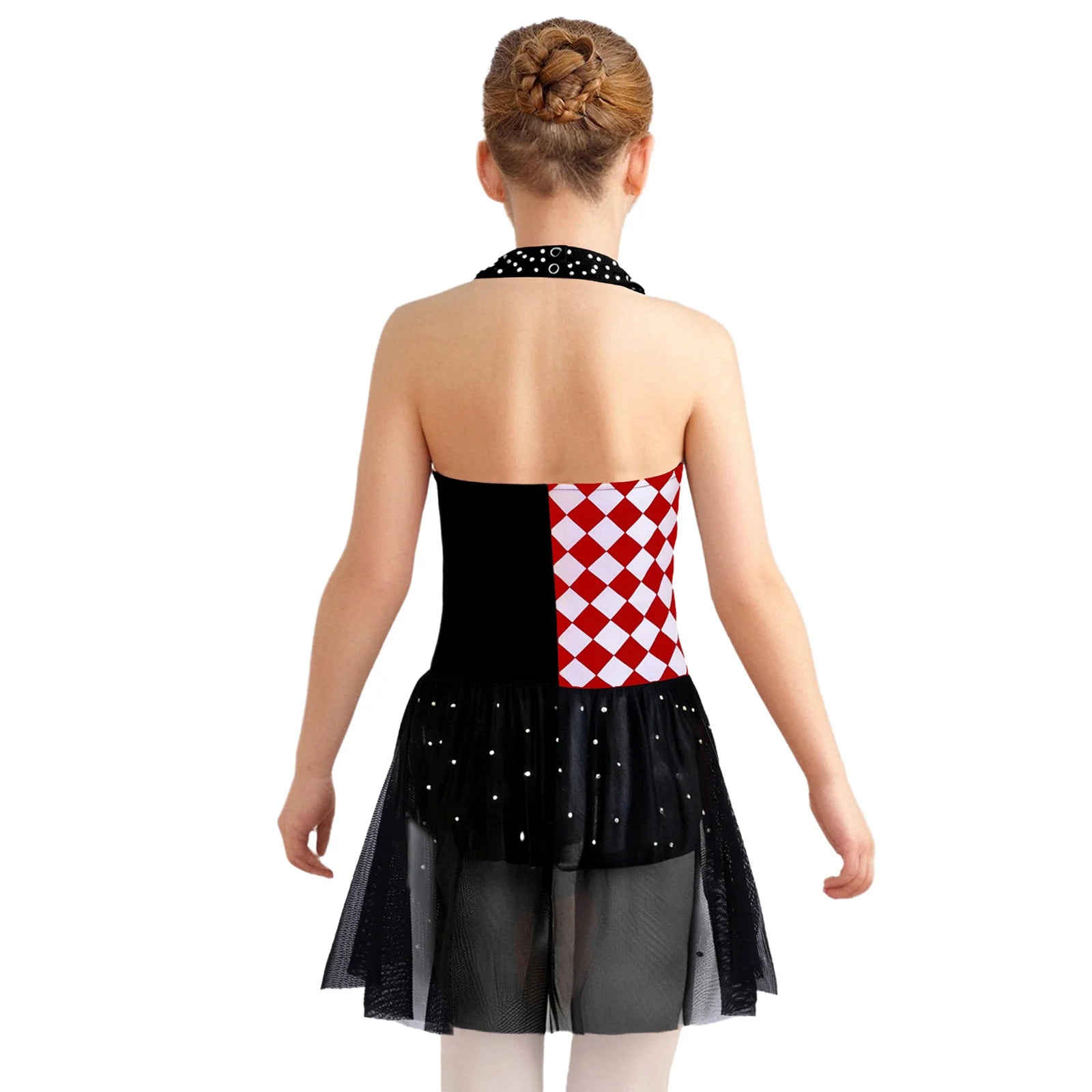 Kids Girls Clown Circus Ringmaster Costume Halloween Costume Skirted Leotard Color Block - Black / 6