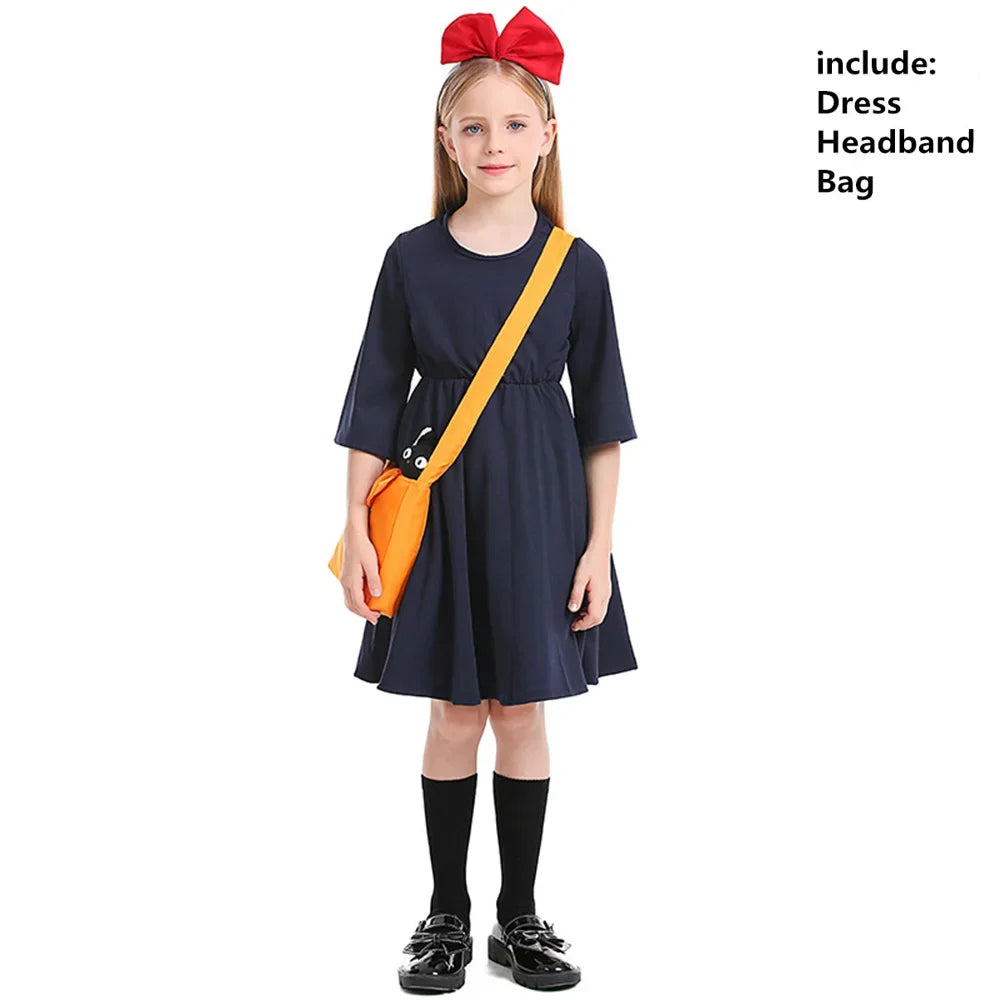 Kids Halloween Costumes Children's Clothes Little Witch Delivery Dress Miyazaki Hayao Cos Kiki Costume Love - product image 6