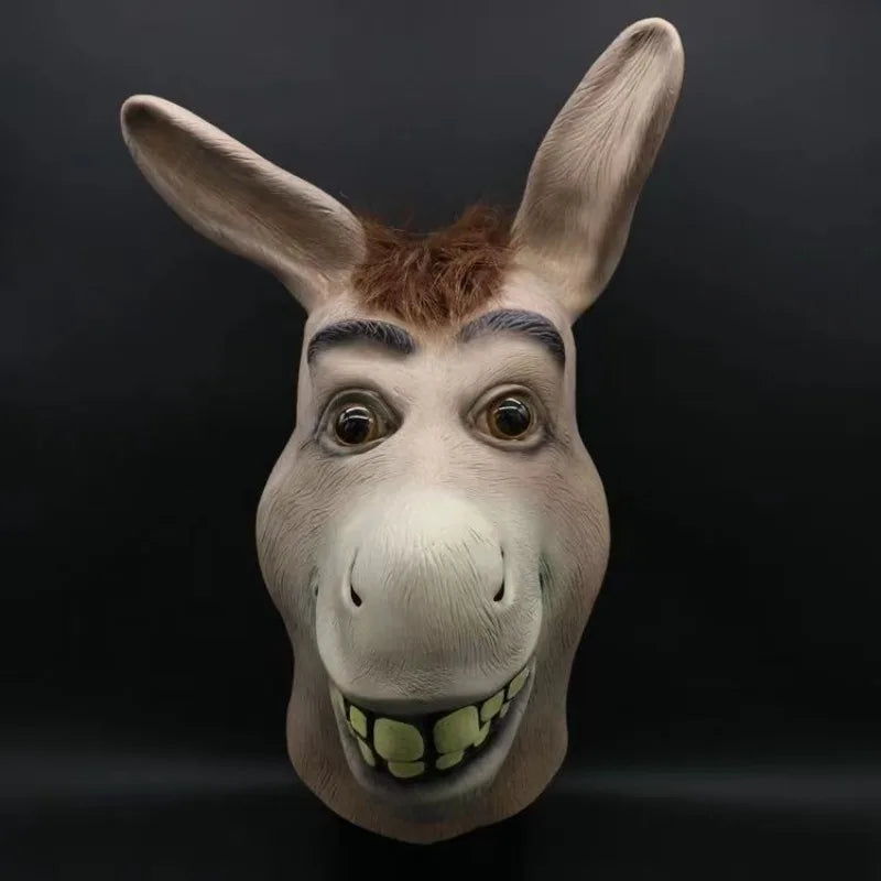 Funny Donkey Mask Masquerade Props Donkey Head Animals Masks Halloween Horror Ghost Latex Hood AdultsCosplay