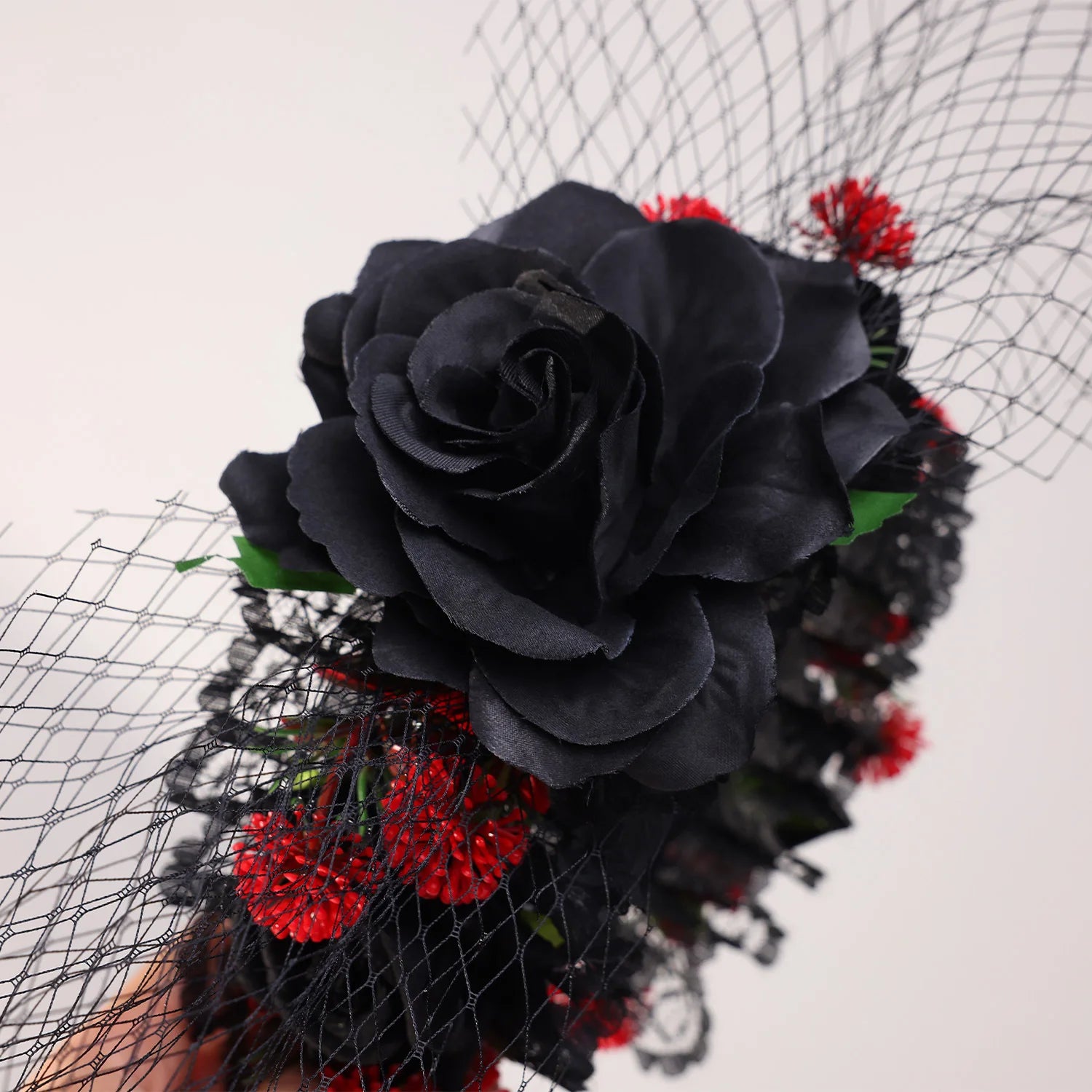 Darkness Hairbands Halloween Party performance Headdress Lace Rose Flower - product image 4
