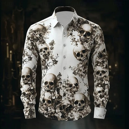 Men's Skeleton Skulls Shirt Button Long Sleeve Costume - alternate view 16