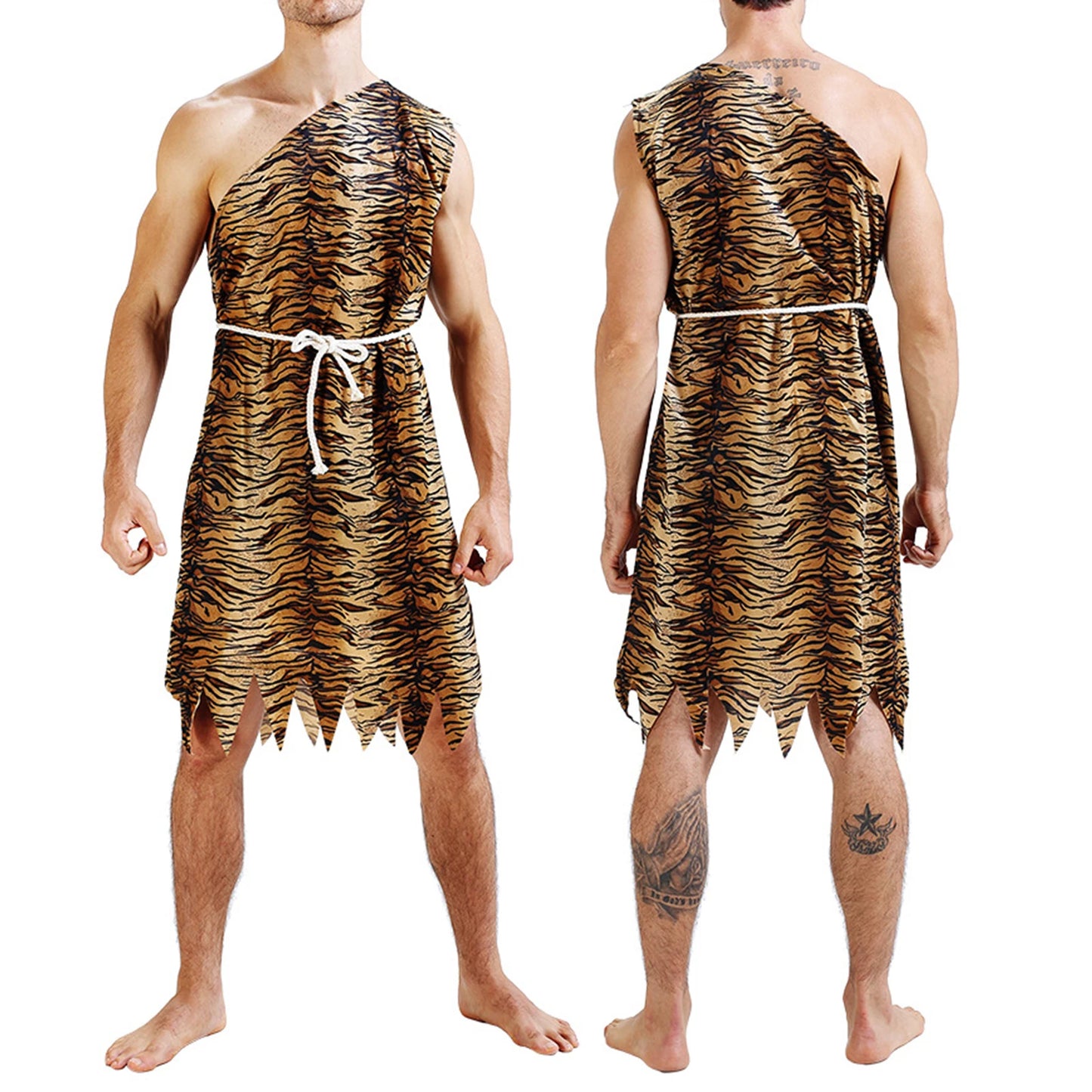 Combhasaki Adult Unisex Halloween Caveman Costume for Women / Men Leopard Print Costume - View 8
