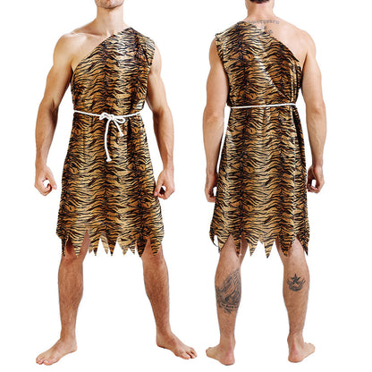 Combhasaki Adult Unisex Halloween Caveman Costume for Women / Men Leopard Print Costume - View 8