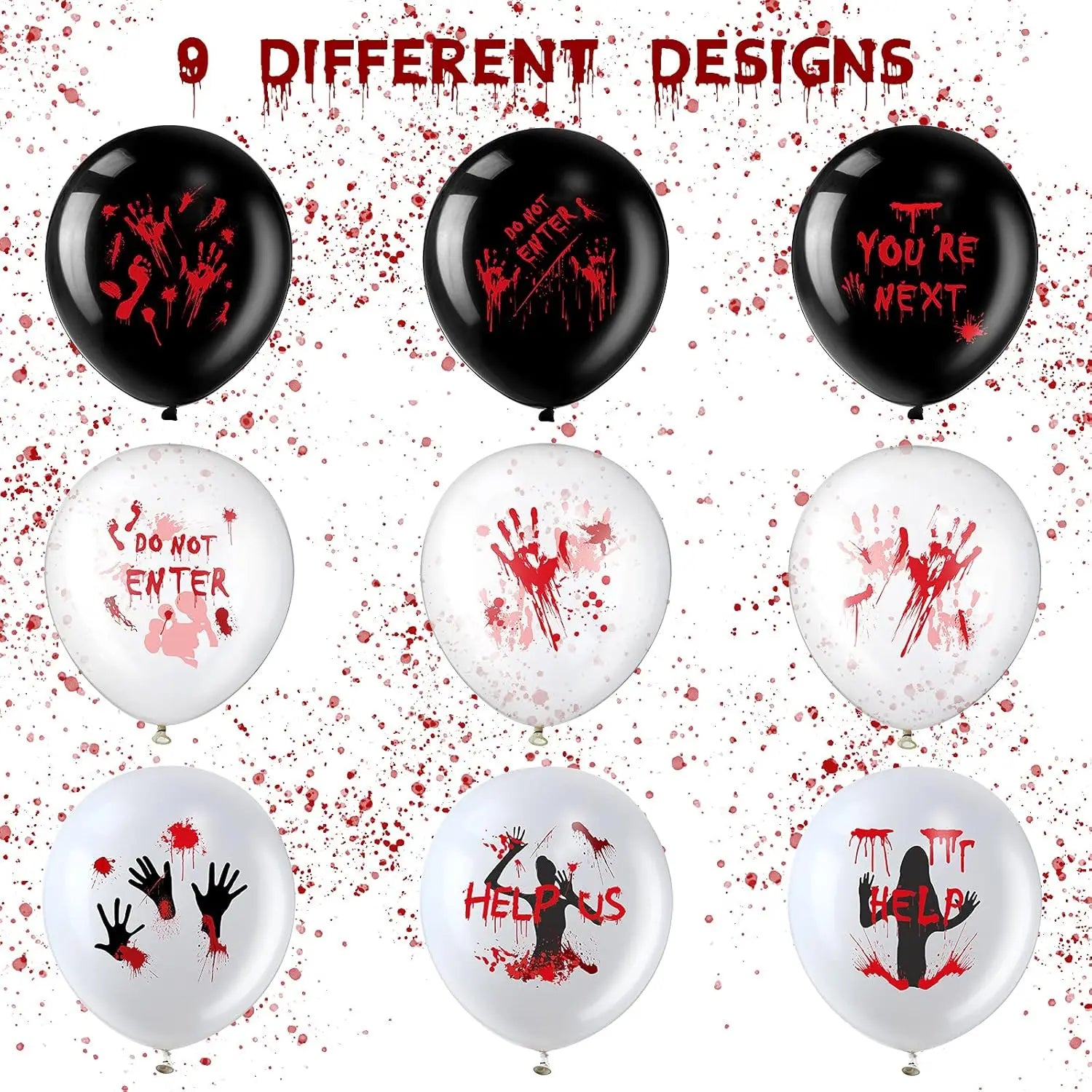 Halloween Balloons, 12 Inch Bloody Balloon, Horror Balloons with Scary Blood Handprint Zombie Latex Balloon - product image 7