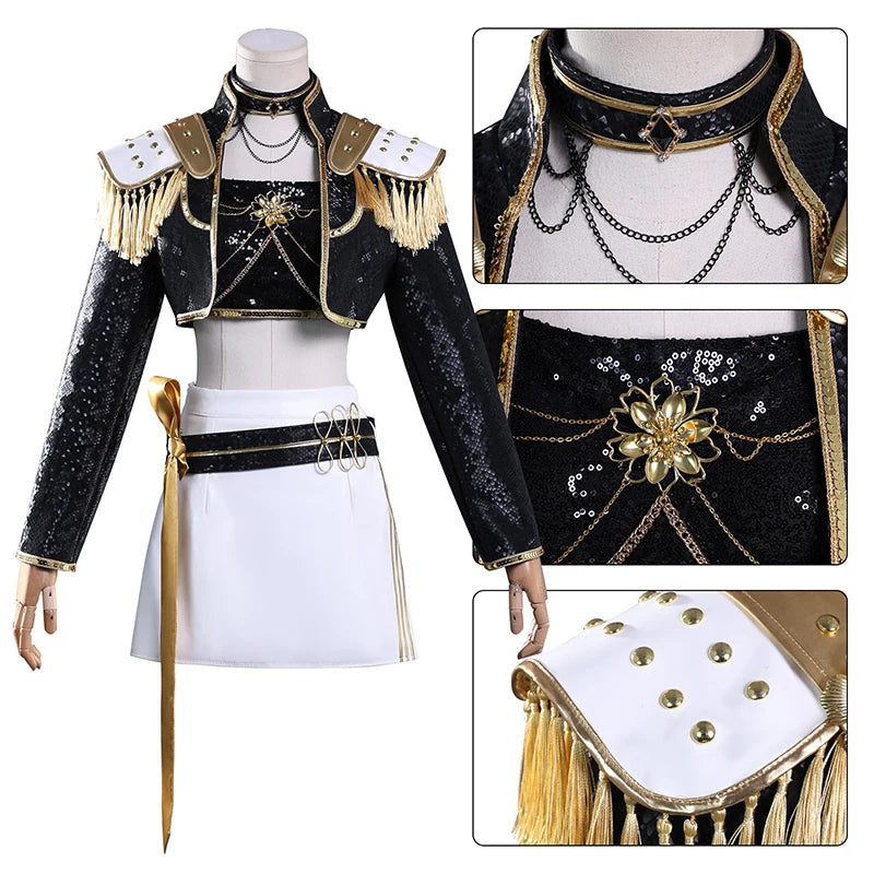 Black Golden Rumi Zoey Mira Costume Wig Women Suit Halloween Party Role Playing Outfit - product image 3